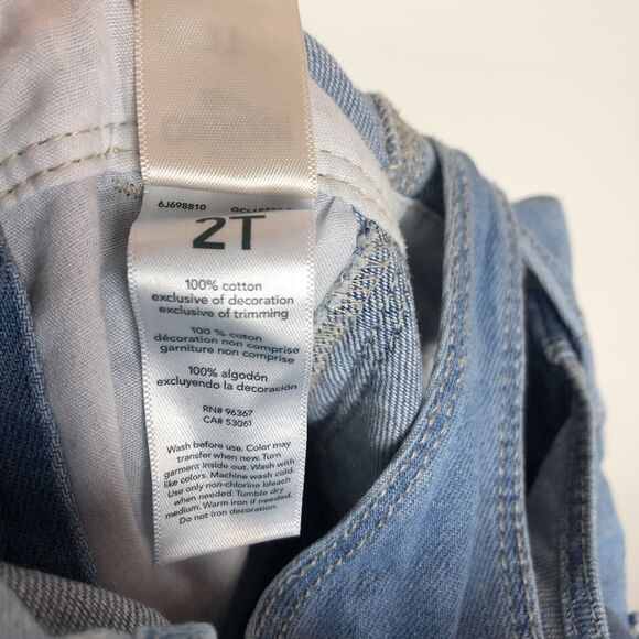 OshKosh B'gosh Blue Denim Floral Embroidered Vestbak Overalls Girls 2T - Picture 7 of 7